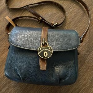 Dooney & Bourke Samba Blue Pebbled Leather Small Crossbody Handbag Flap Purse